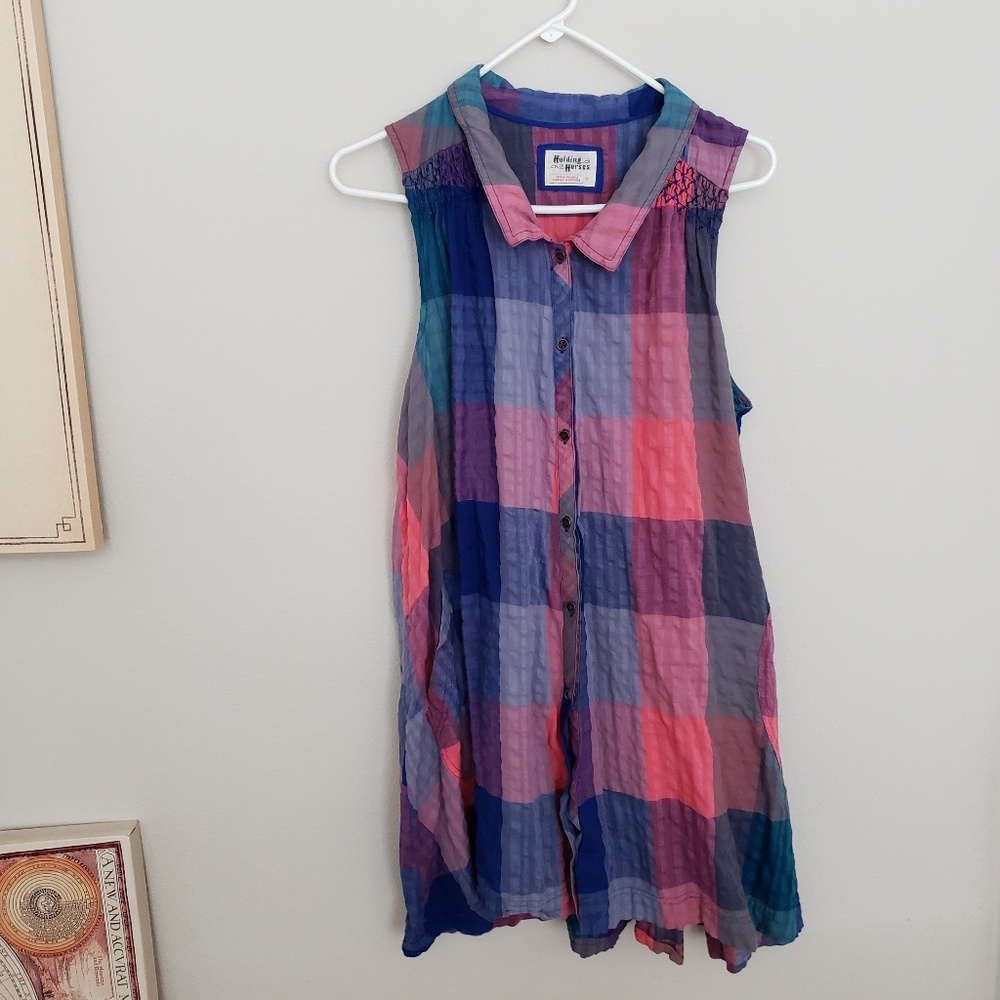Anthropologie Sleeveless Plaid Dress
